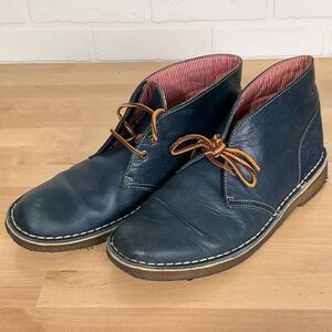 Clarks x Herschel Desert Boots Men 10M Navy Blue Leather Denim Chukka Crepe Sole